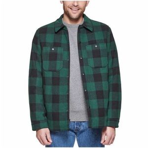 GH Bass Men Fleece Lined Shirt Jacket - GREEN ( L )